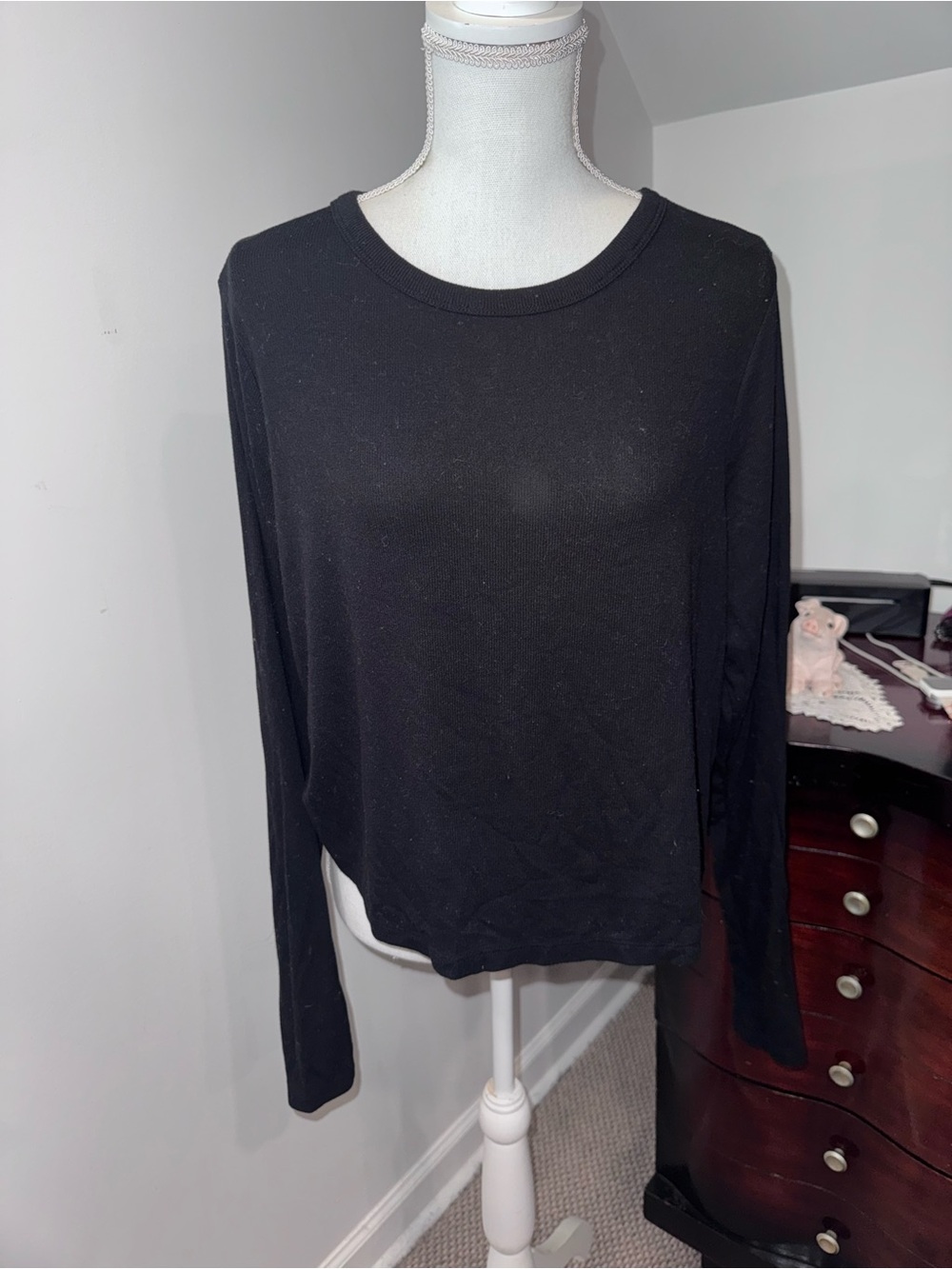 Classic Black Long-Sleeve Women's Top